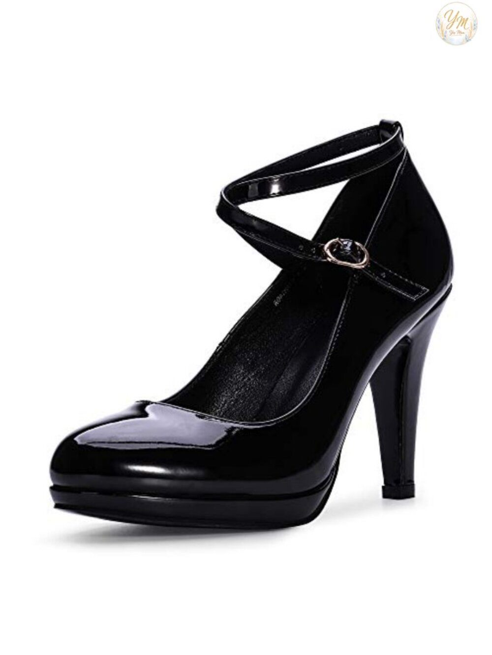 IDIFU Women's Platform High Heels Closed Toe Cross Ankle Strap Pumps